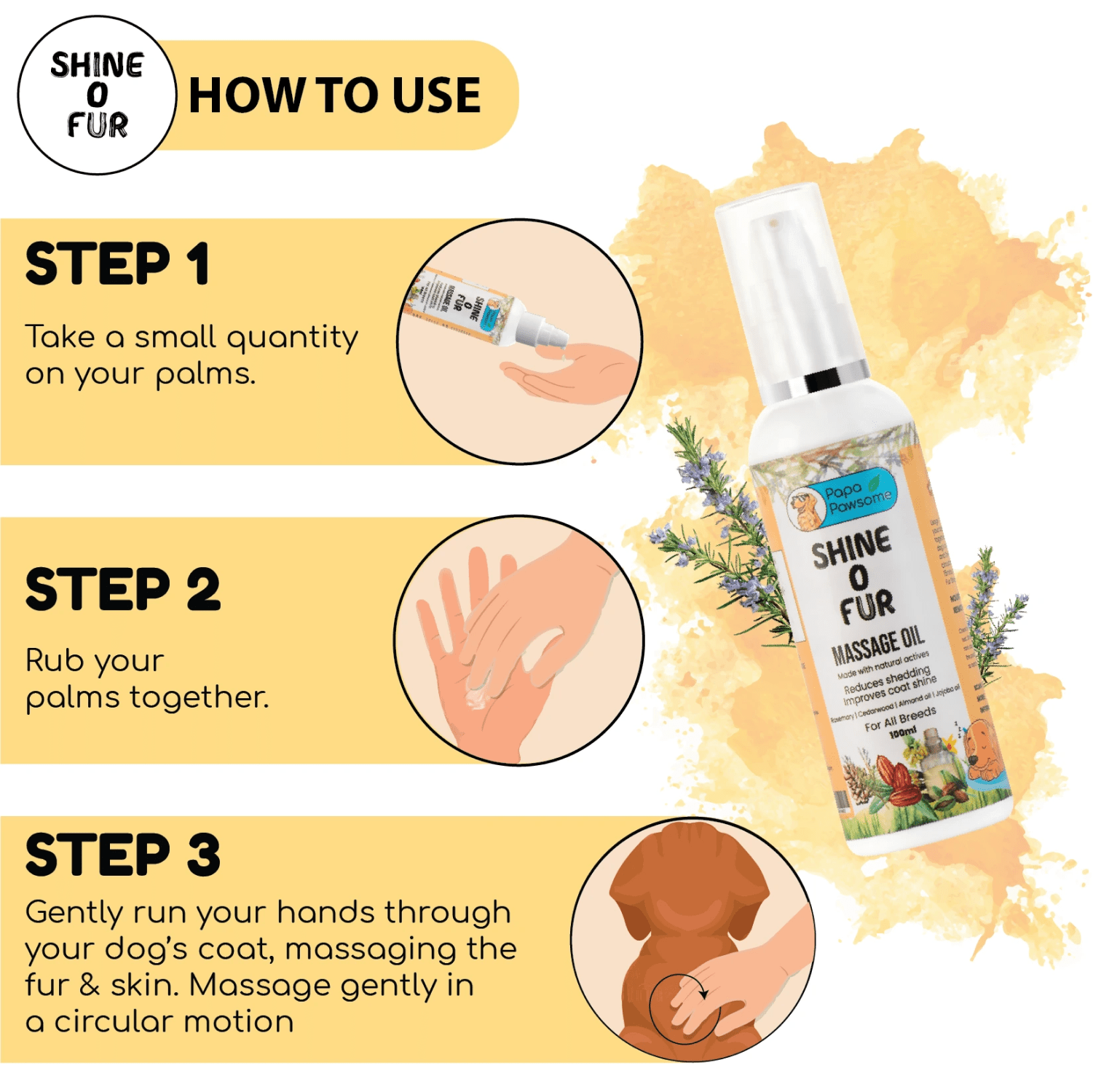 Papa Pawsome Shine O' Fur Massage Oil for Dog image 5
