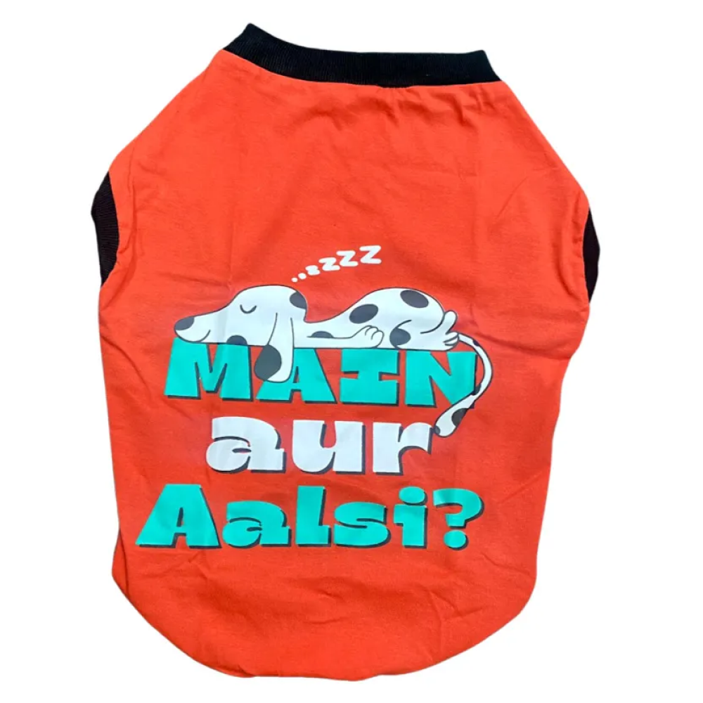 Pet Set Go Main Aur Aalsi T-shirt for Dog (Red) image 6