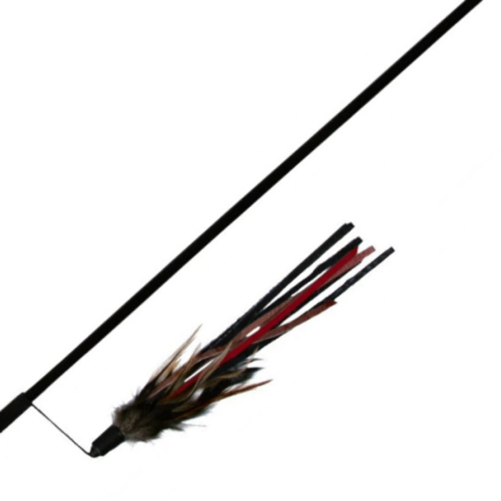 Trixie Playing Rod with Leather Straps and Feathers Toy for Cats (Black) image 3
