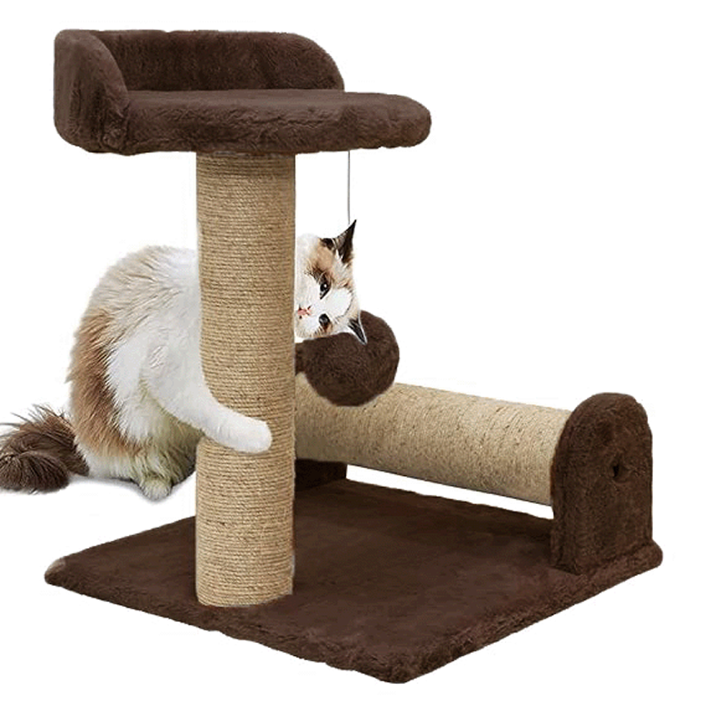 Furrlovers Soft Fur & Dual Jute Rope Scratching Post Tree for Cats (Brown)