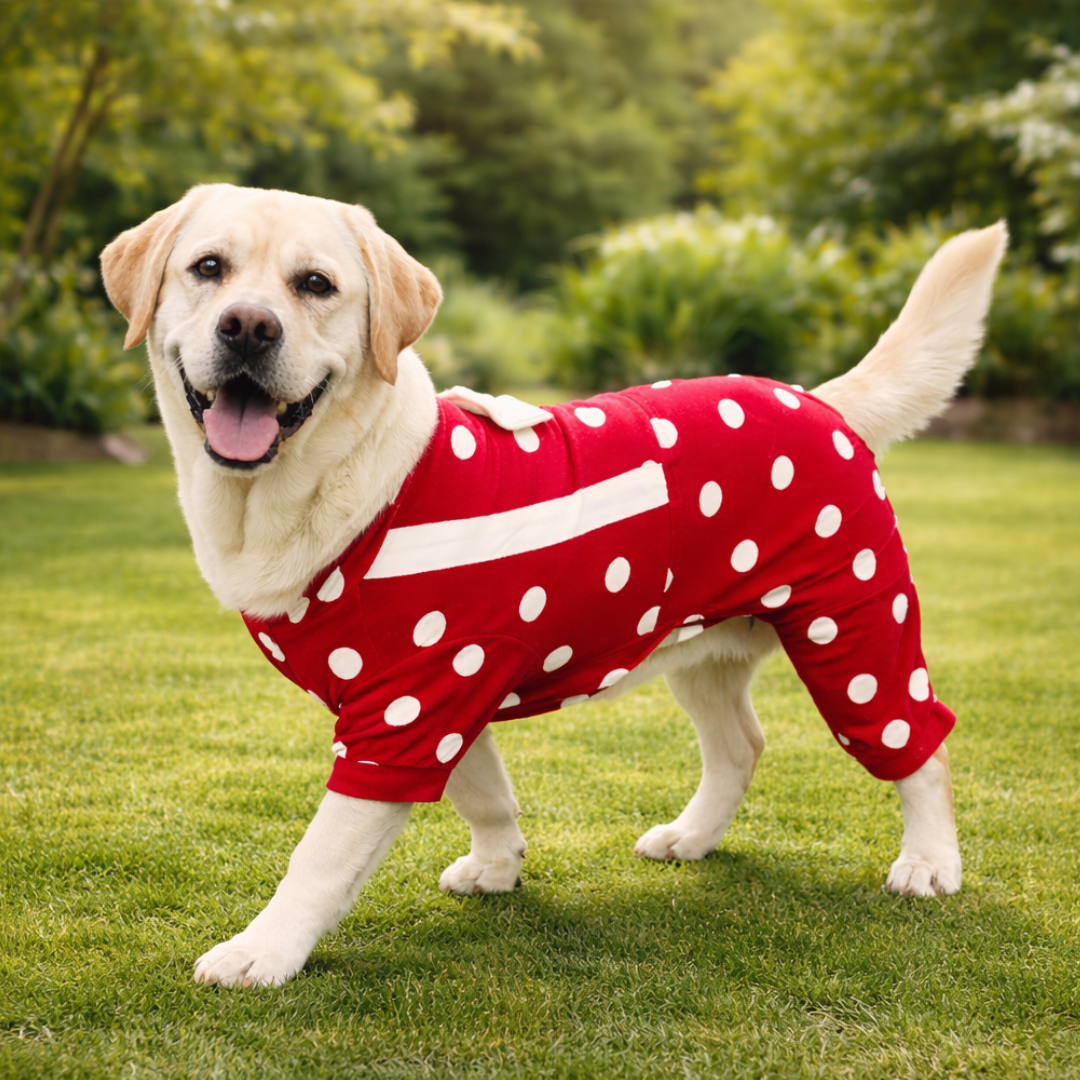 Pawgypets Polka Onesie Tshirt for Dogs (Maroon)