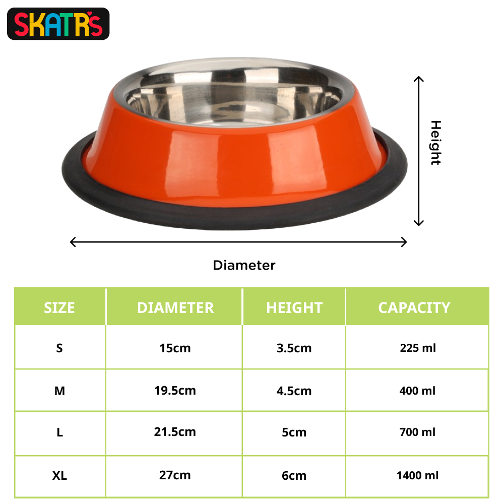 Skatrs Anti Skid Glossy Bowl for Dogs and Cats (Orange) image 2