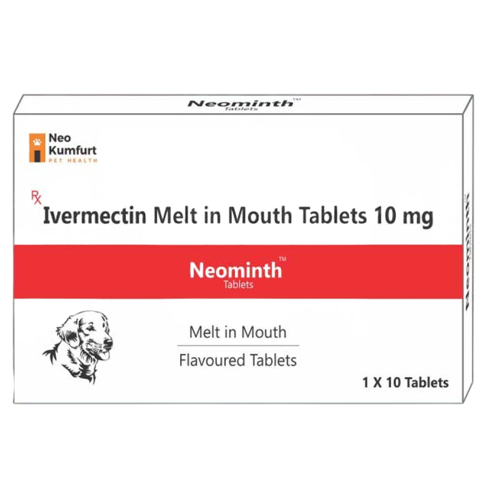 Neo Kumfurt Neominth Tablet Ivermectin 10mg for Dogs and Cats