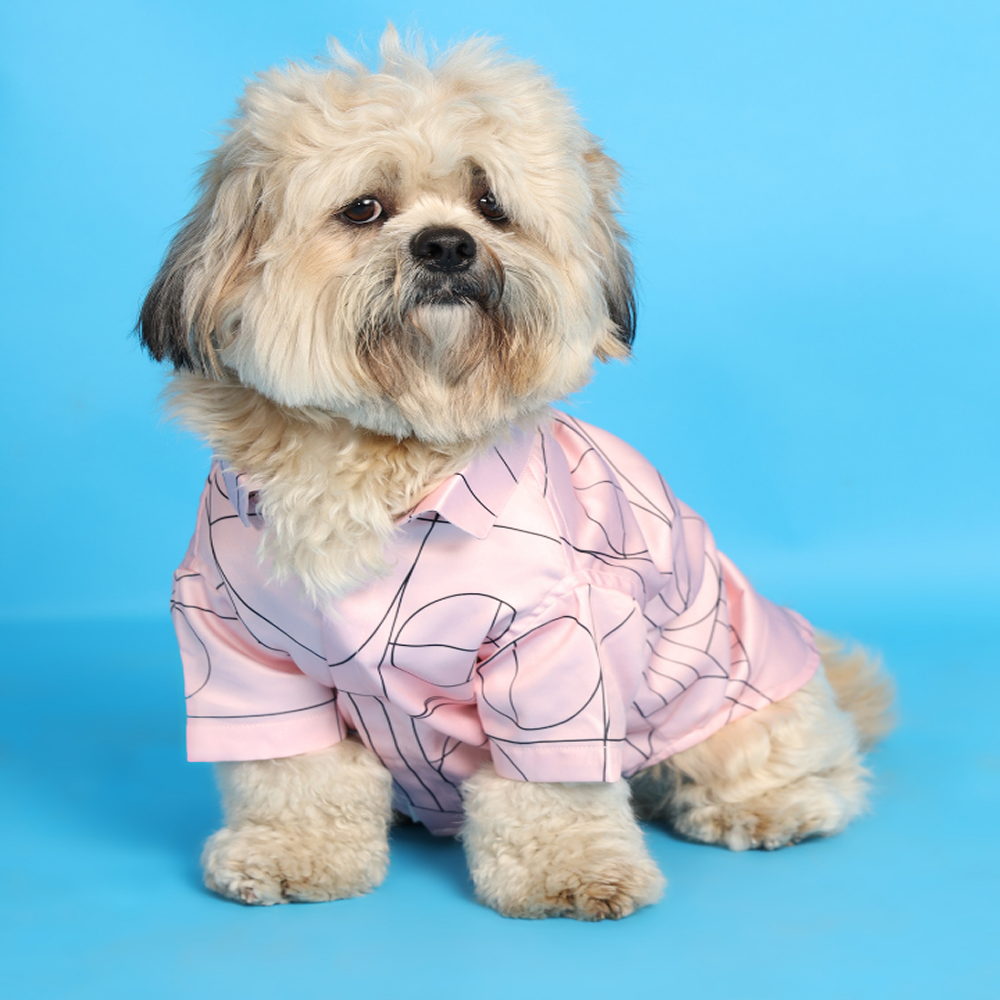 15buttons Satin Shirt for Dogs (Pink)