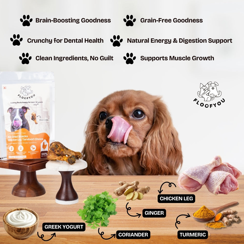 Floofyou Air Dried Chicken Leg Tandoori Crunchy Dental Chew Dog Treats image 7