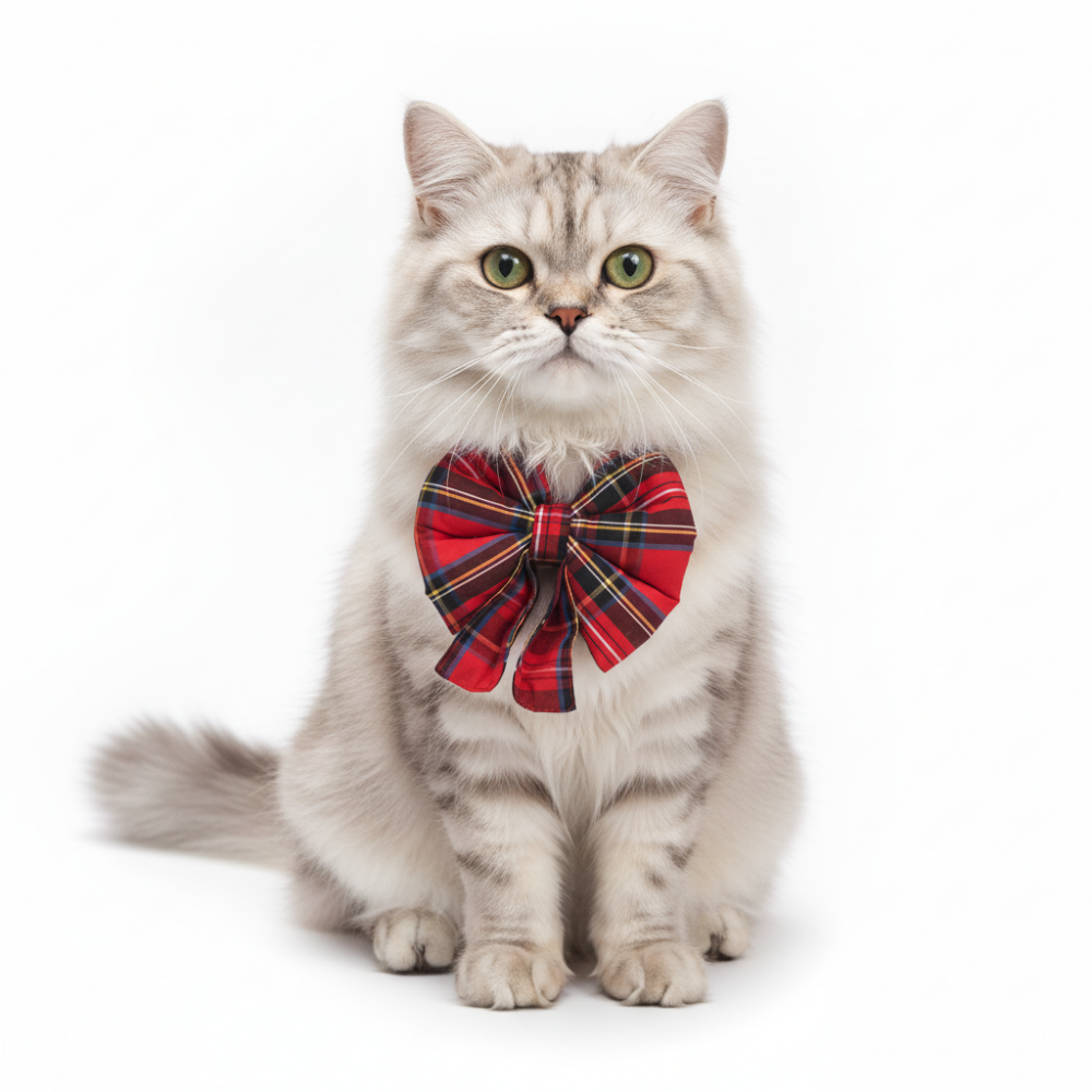 Skatrs Checkered Scottish Red Bow for Dogs and Cats image 2