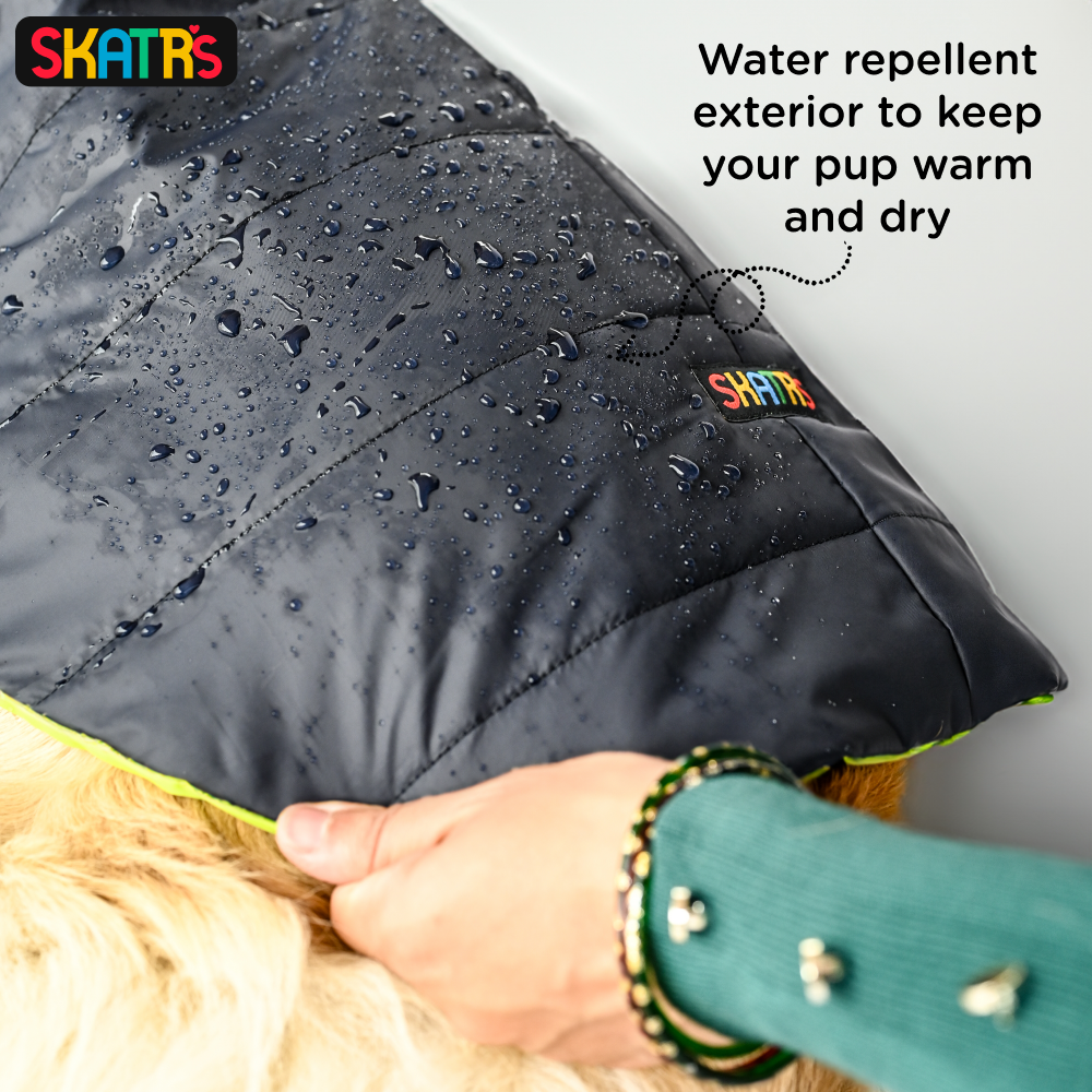 Skatrs Midnight Blue Puffer Reversible Jacket for Dogs and Cats | With Adjustable Baby Velcro image 7