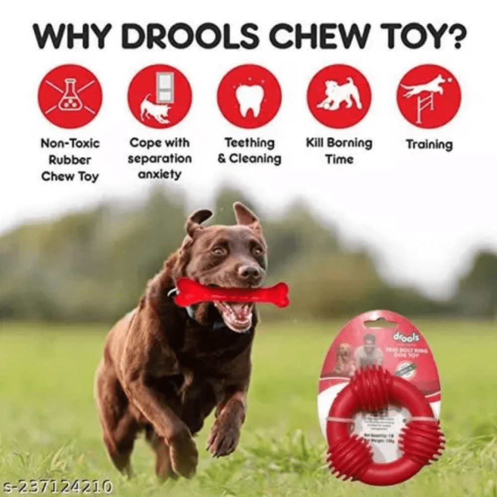 Drools Non Toxic Rubber Trio Bolt Ring Toy for Dogs image 2