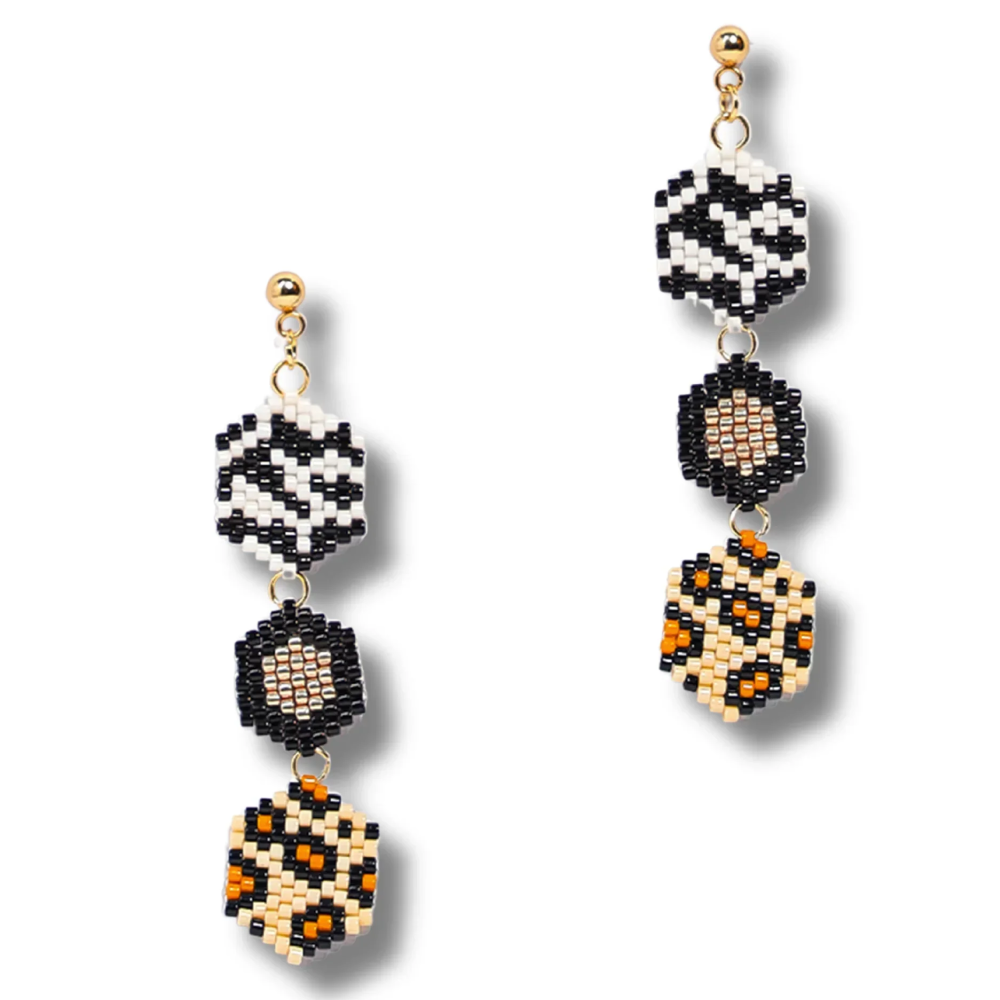 Jenni & Janki Handcrafted Miyuki Leopard Earrings