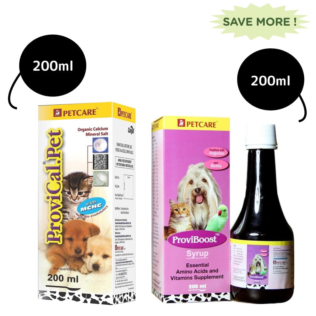 Petcare Provical Pet Calcium Syrup (200ml) and Proviboost Multivitamin Syrup (200ml) Combo for Dogs & Cats image 2