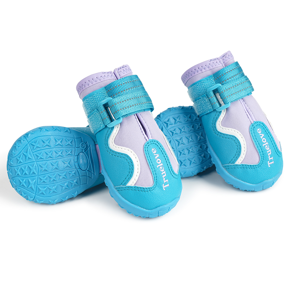 Truelove Reflective Waterproof and TPR Sole Shoes for Dogs (Algiers Blue/Lavender, Set of 4) image 2