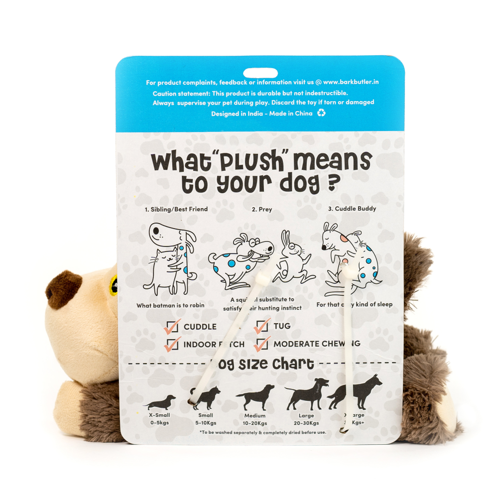 Barkbutler Boh The Bear Plush Toy for Dogs | For Medium Chewers (Brown) image 9
