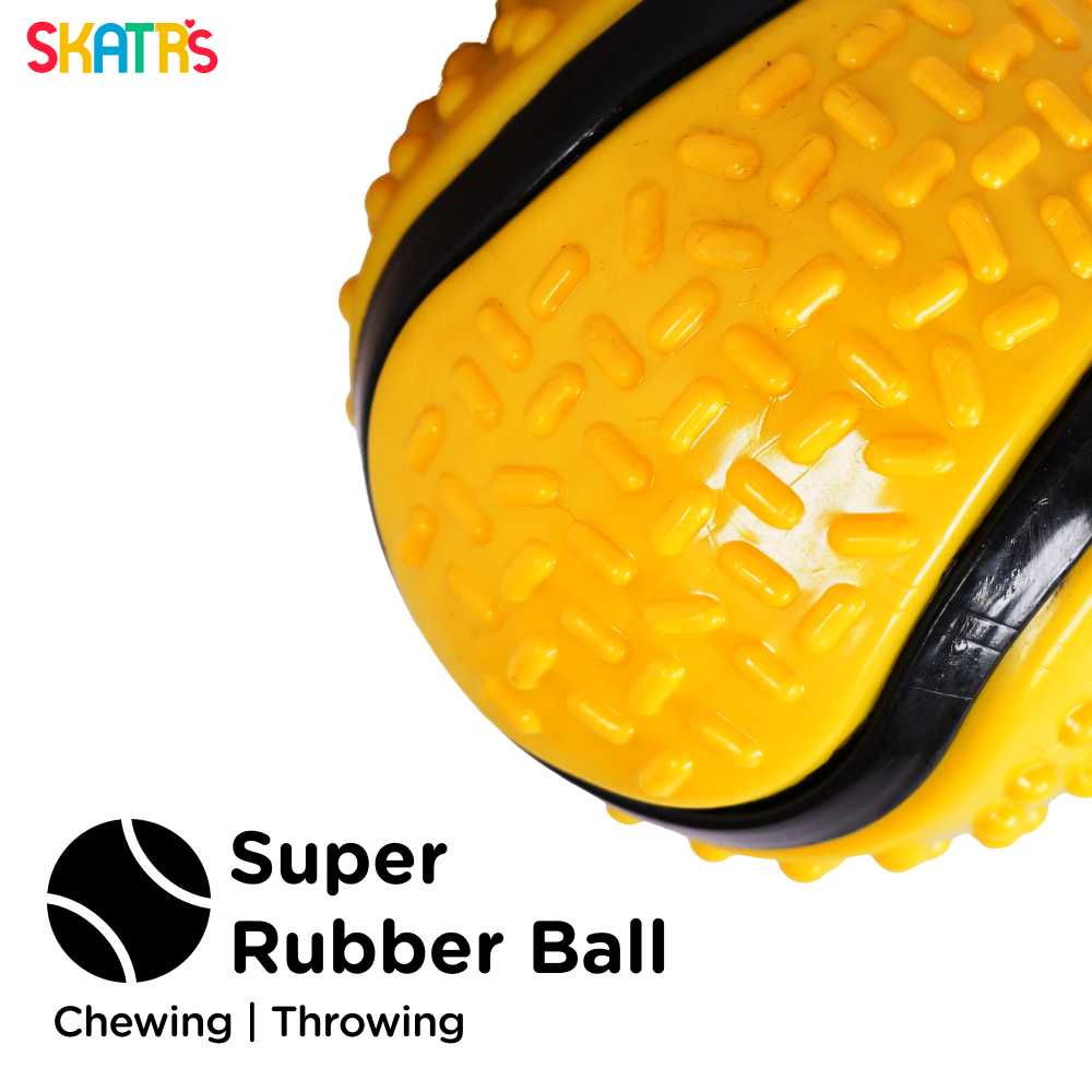 Skatrs Rubber Ball Toy for Dogs and Cat (Yellow) image 2