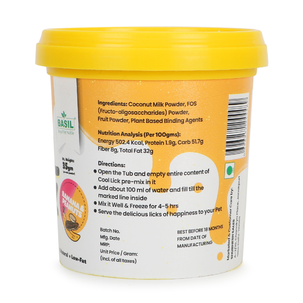 Basil Cool Lick Banana & Peanuts with Added Prebiotics Ice Cream for Dogs image 2