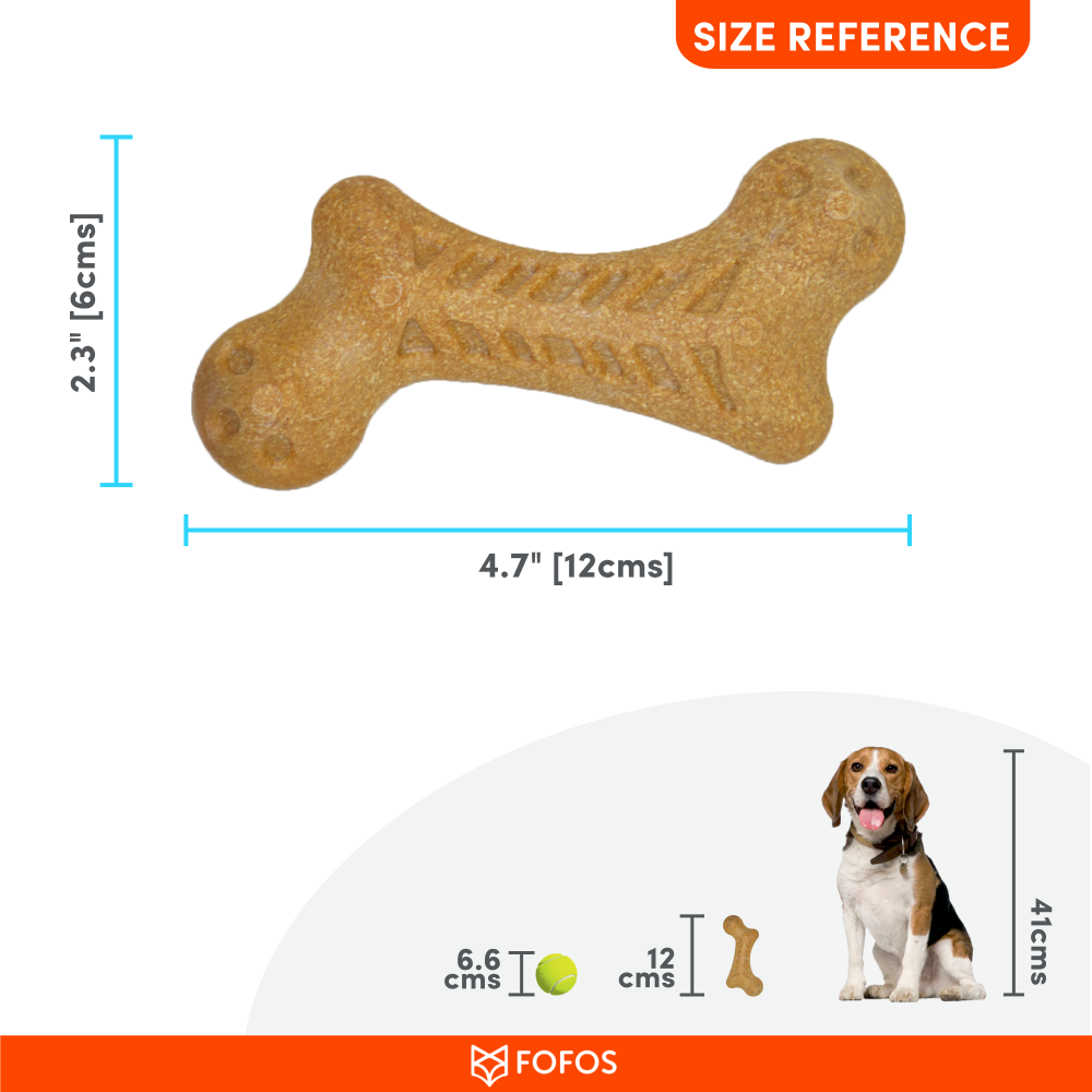 Barkbutler x Fofos Woodplay Bone Toy for Dogs | For Aggressive Chewers (Brown) image 4
