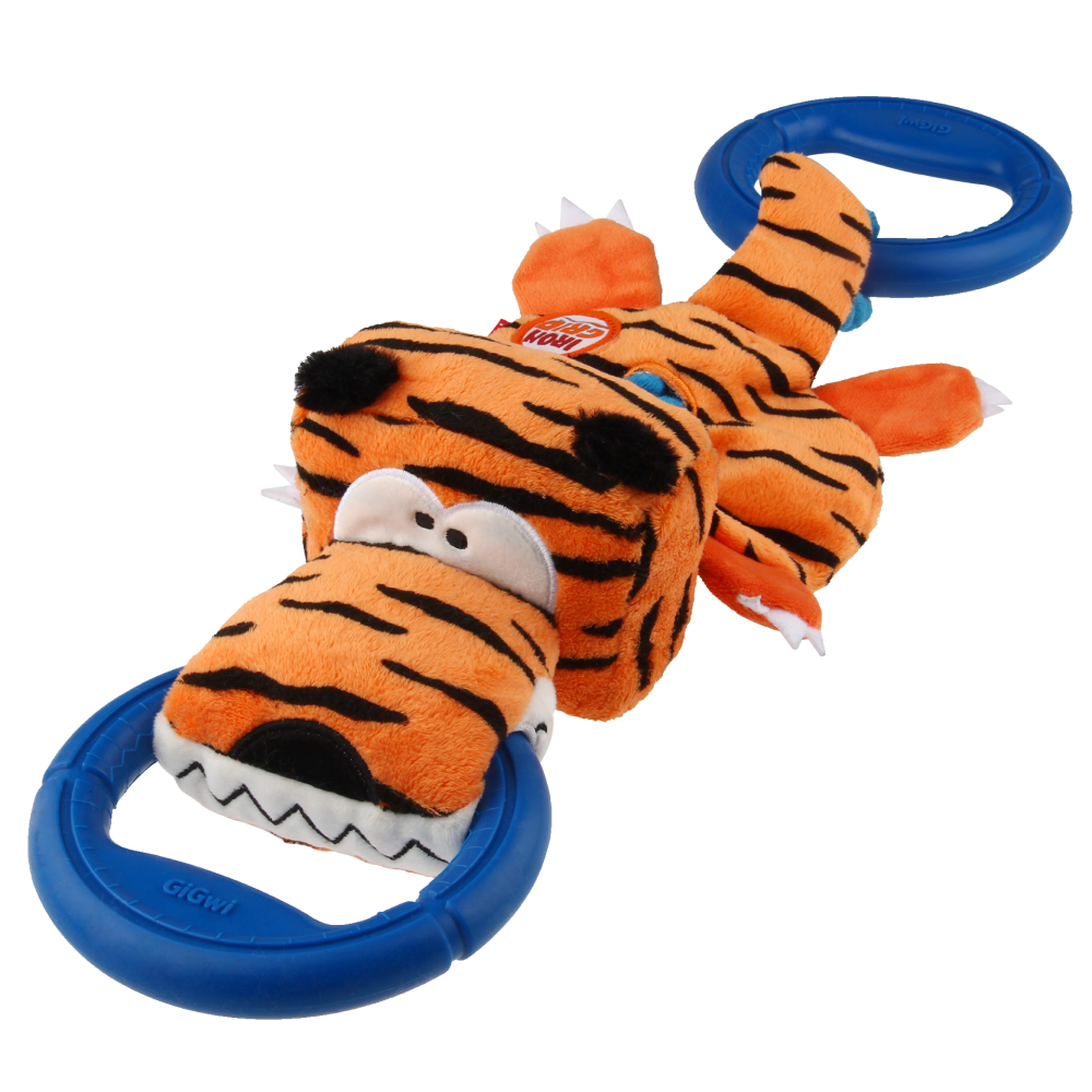 GiGwi Iron Grip Tiger Plush with TRP Handle Toy for Dogs (Orange) image 4