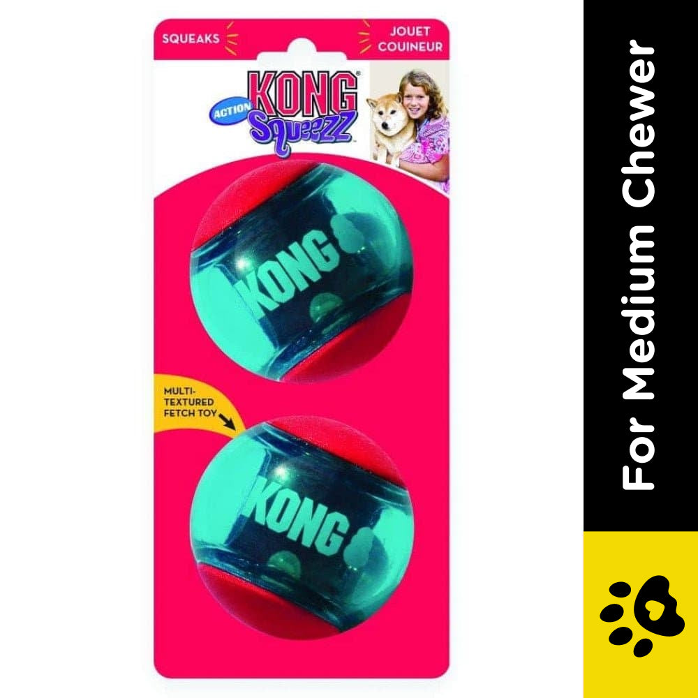 Kong Squeezz Action Ball Toy for Dogs (Red) | For Medium Chewers image 2