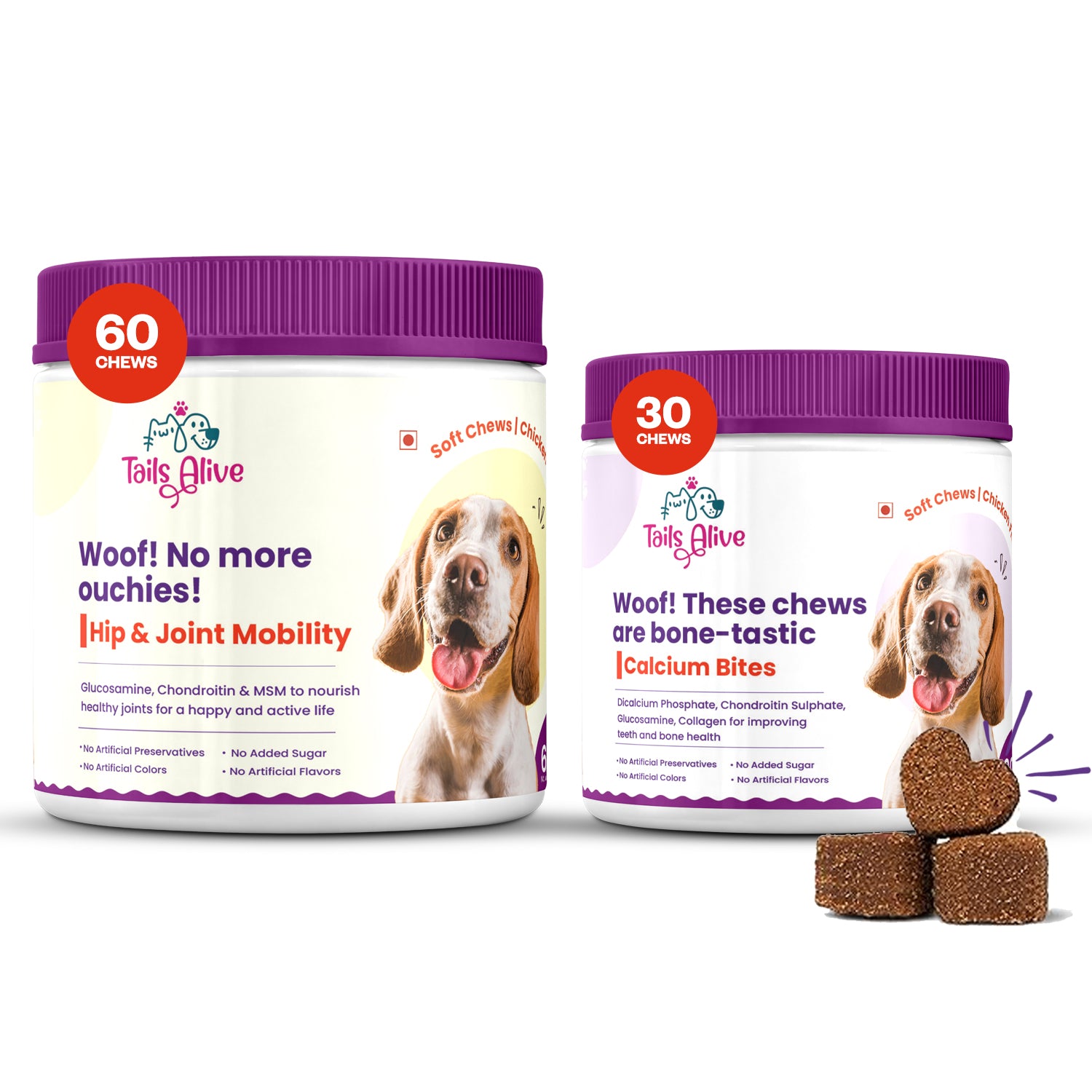 TailsAlive Hip & Joint and Calcium Chicken Flavor Soft Chews Supplements Combo for Dogs image 8
