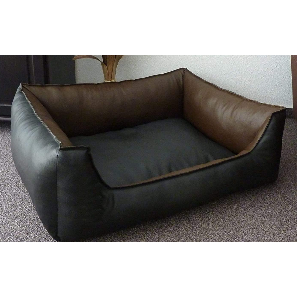 Fluffy's Pawsome Artificial Leather Sofa Bed for Dogs and Cats (Brown & Black) image 2