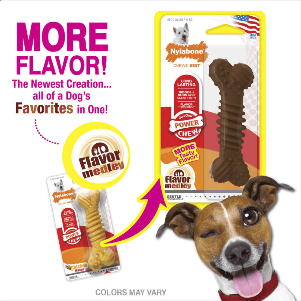 Nylabone Medley Flavoured Textured Power Chew Bone Toy for Dogs (Brown) image 5