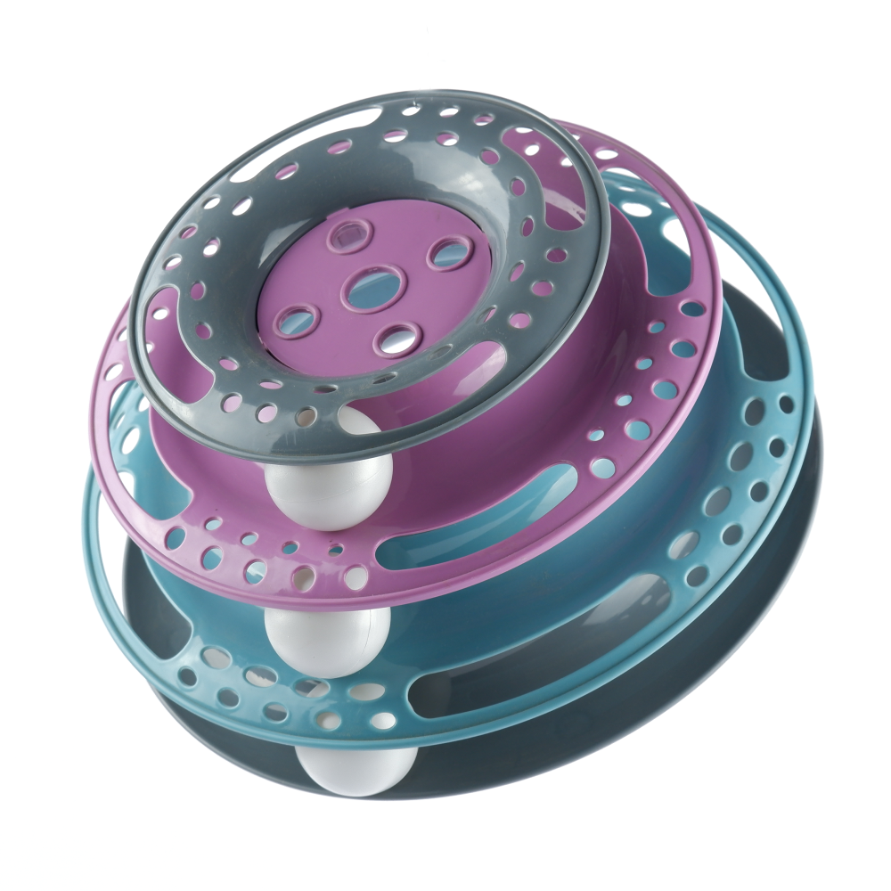 Trixie Circle Tower Catch the Balls Interactive Toy for Cats (Grey/Pink/Blue) image 4
