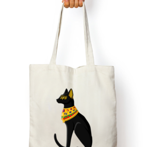 EverythingBoho Eqyptian Cat Designer Zipped Tote Bag