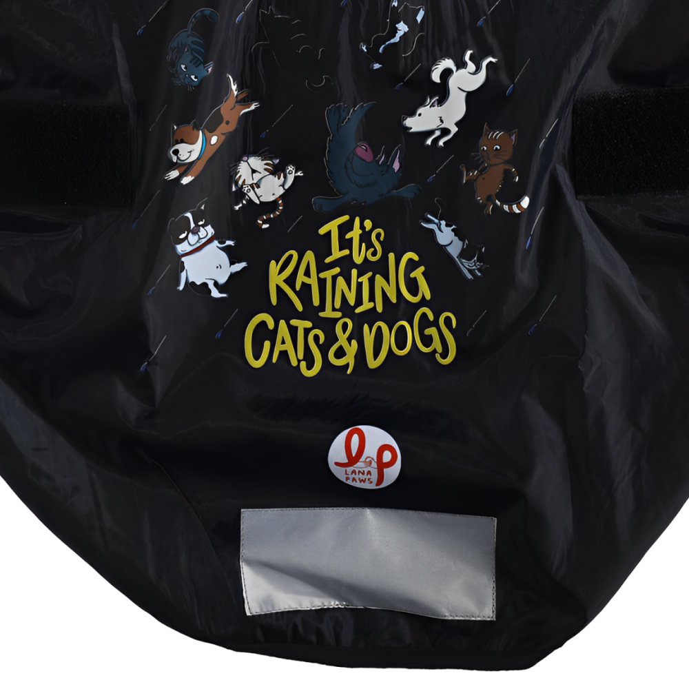 Lana Paws Its Raining Cats & Dogs Printed Raincoat for Dogs (Navy Blue) image 2