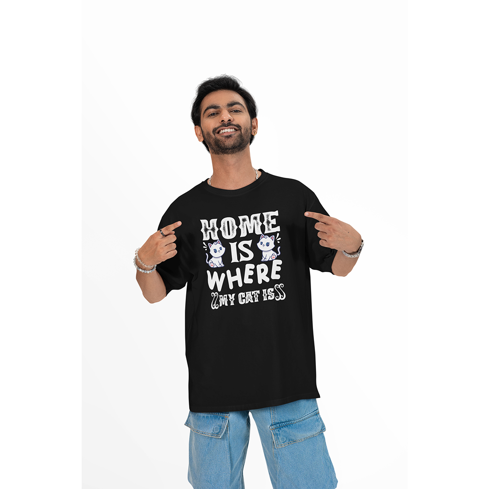 Seek Buy Love Home is Where My Cat is Unisex Oversized Tee image 3