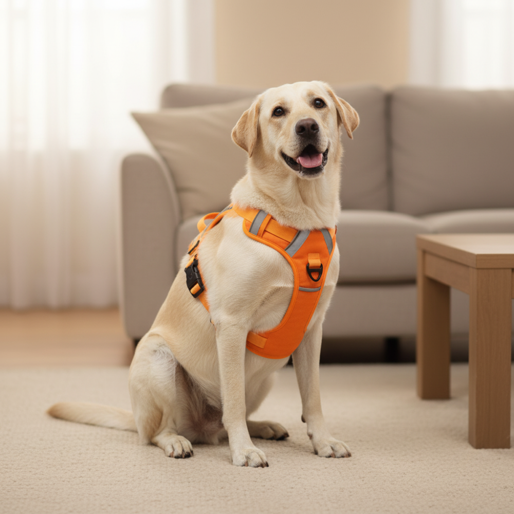 Skatrs Fully Padded Comfort Fiery Reflective Harness for Dogs & Cats (Orange) image 4