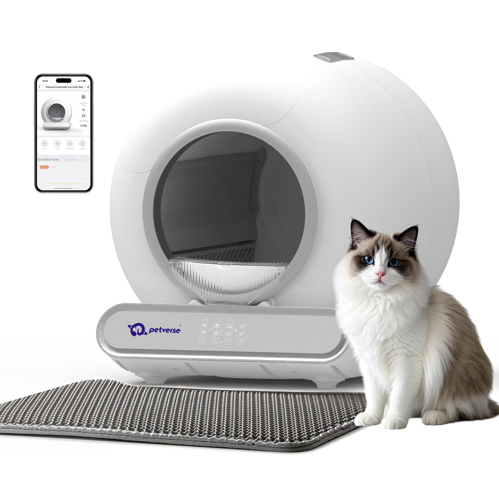 Petverse Pro Automatic Litter Box for Cats (White)