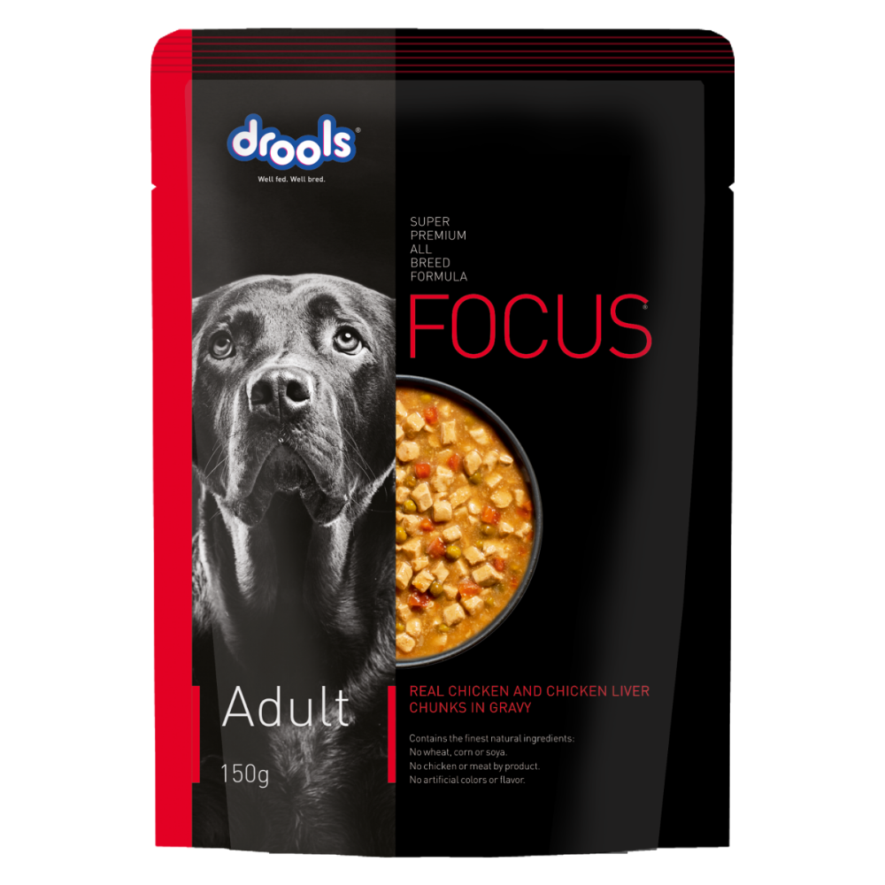 Drools Focus Real Chicken & Chicken Liver Chunks in Gravy Adult Dog Wet Food image 2