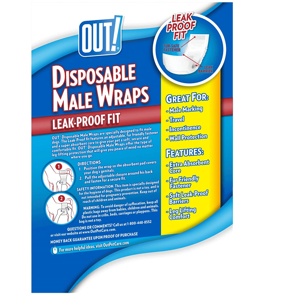 OUT! Disposable Diapers for Male Dog (33x46cm) image 2