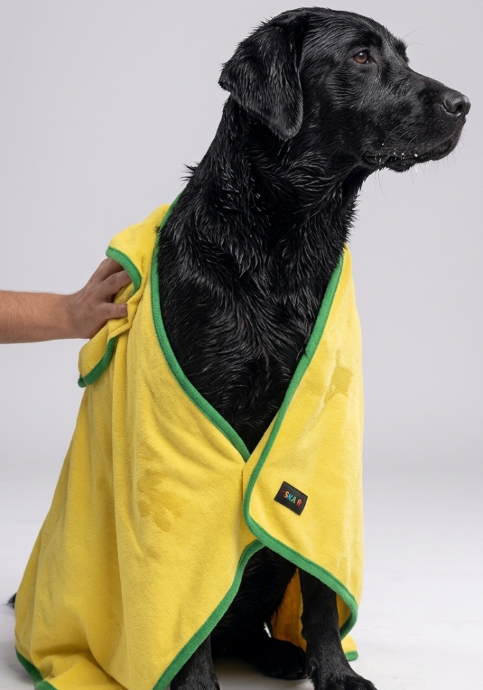 Skatrs Towel for Dogs and Cats (Yellow and Green) image 4