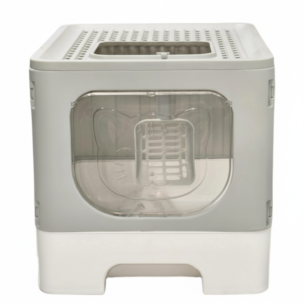 Skatrs Foldable Covered Cat Litter Box with Anti-Spill Tray Easy Cleaning Spacious Design Top and Side Openings Litter Tray for Cats and Kittens image 9