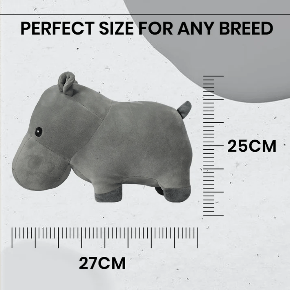 Basil Cuddly Soft Hippo Plush Toy for Dogs and Cats (Grey) image 4