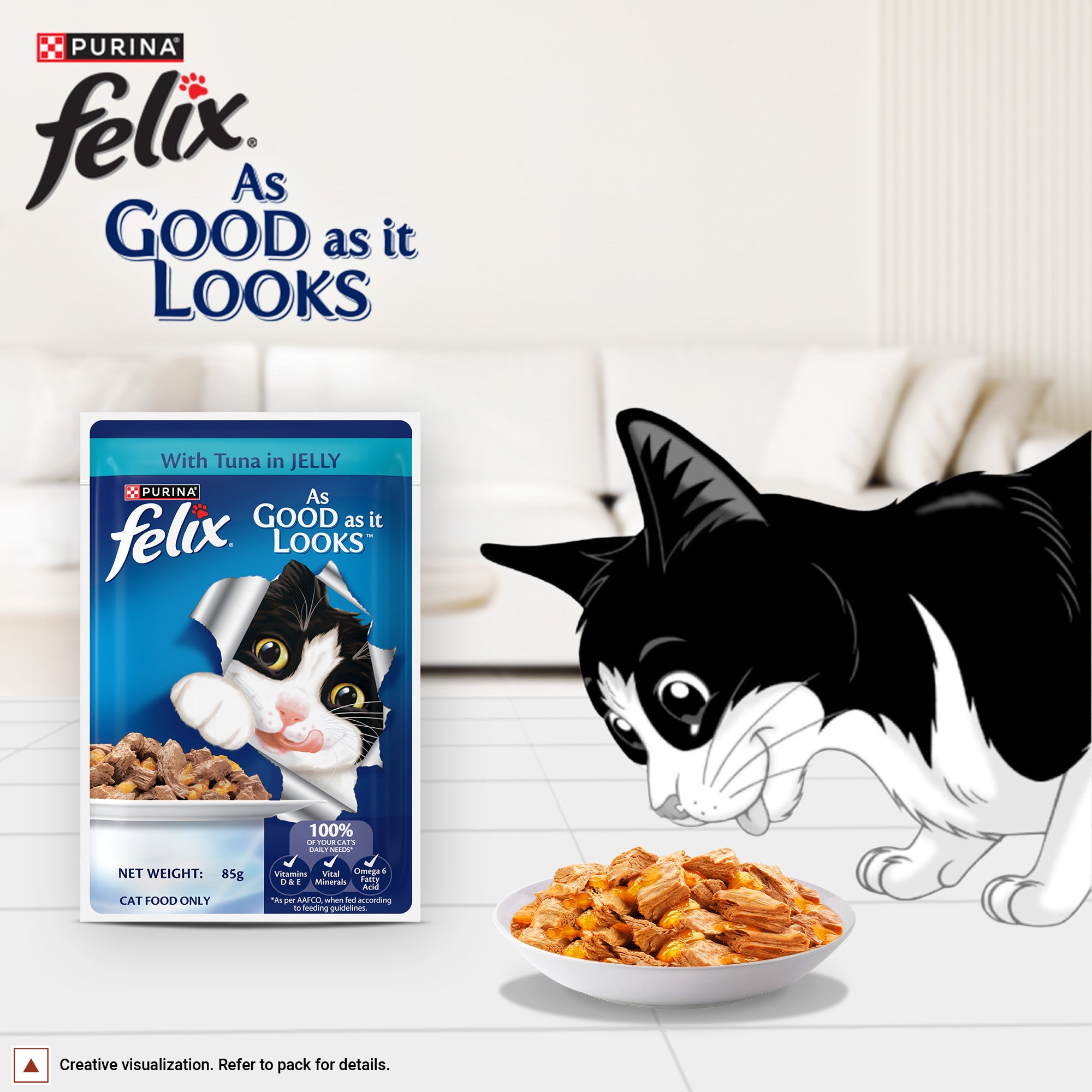 Purina Felix with Tuna in Jelly Adult Complete and Balanced Cat Wet Food image 2