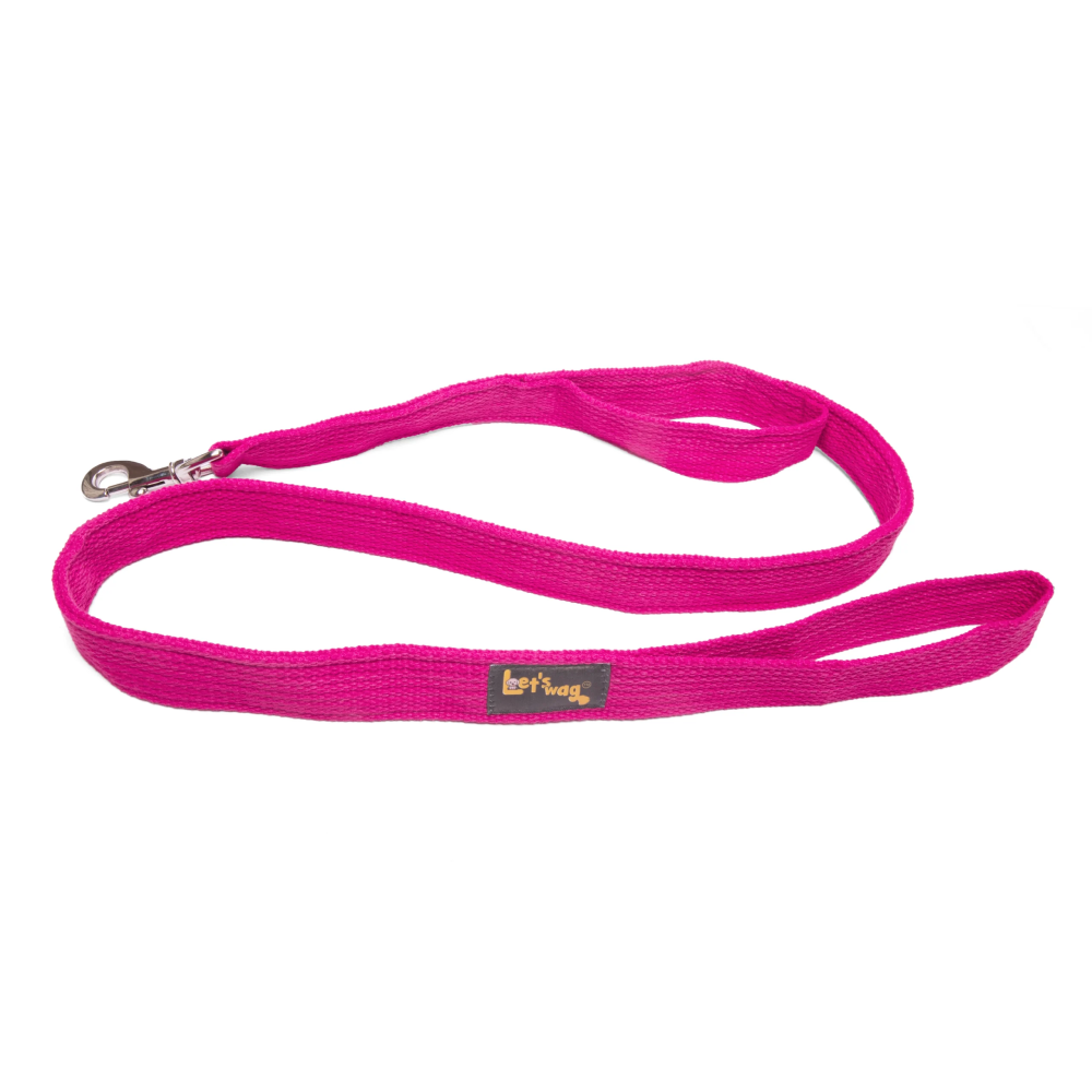 Let's Wag Double Handle Fabric Leash for Dogs (Pink) image 2