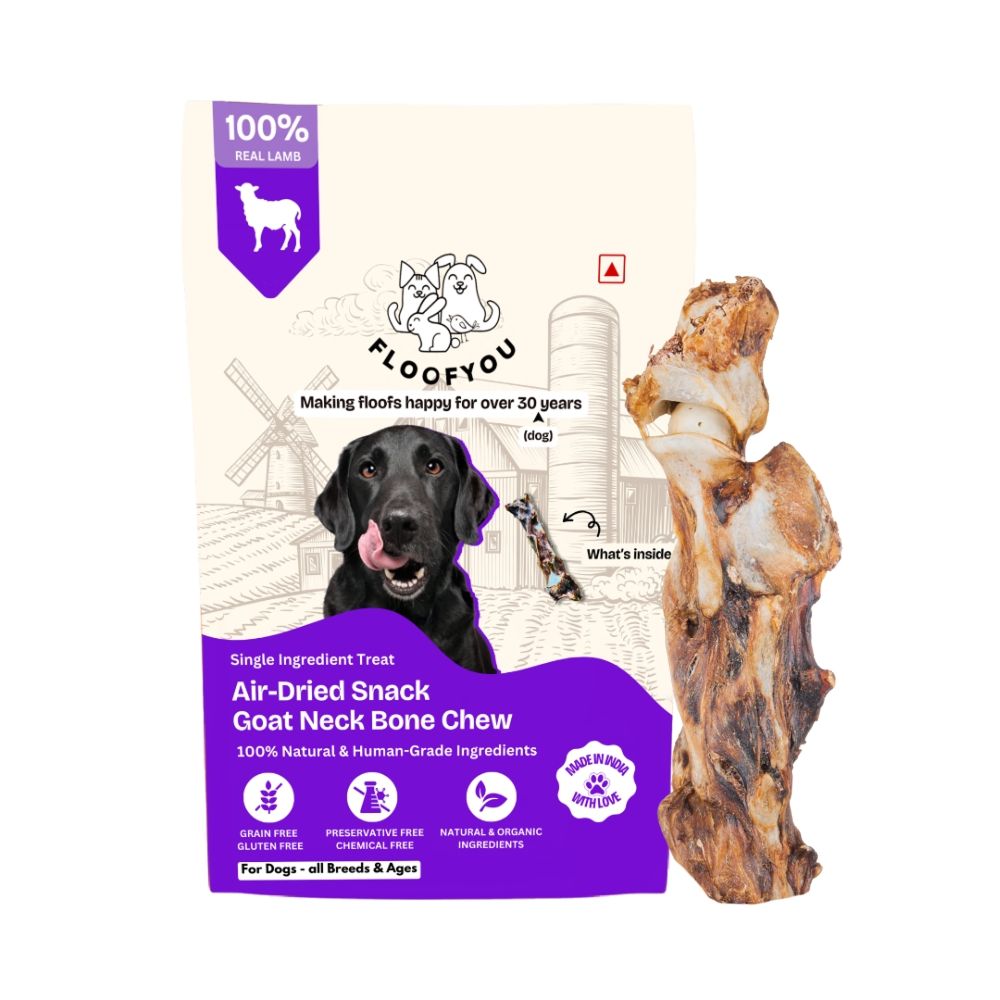 Floofyou Air Dried Goat Neck Bone Dental Chew Dog Treats