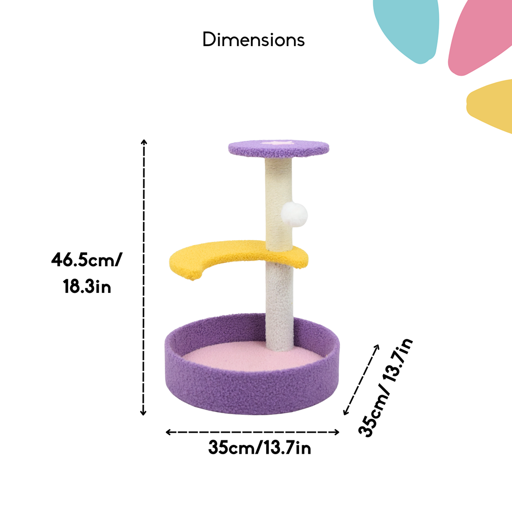 FurryLiving Astra 3Level Cat Tree for Cats & Kittens with Scratching Post and Hanging Toy for Cats image 5