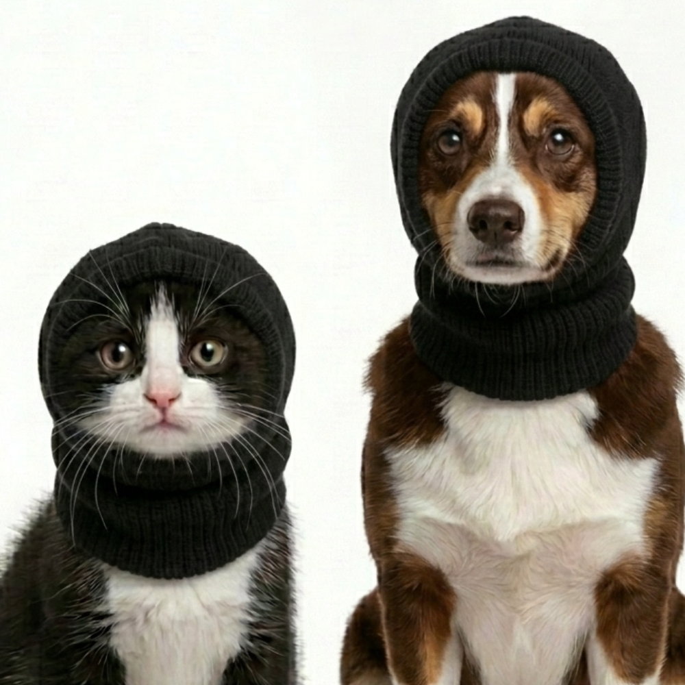 Skatrs Cold and Sound Protection Ear Muffs for Dogs and Cats (Black)