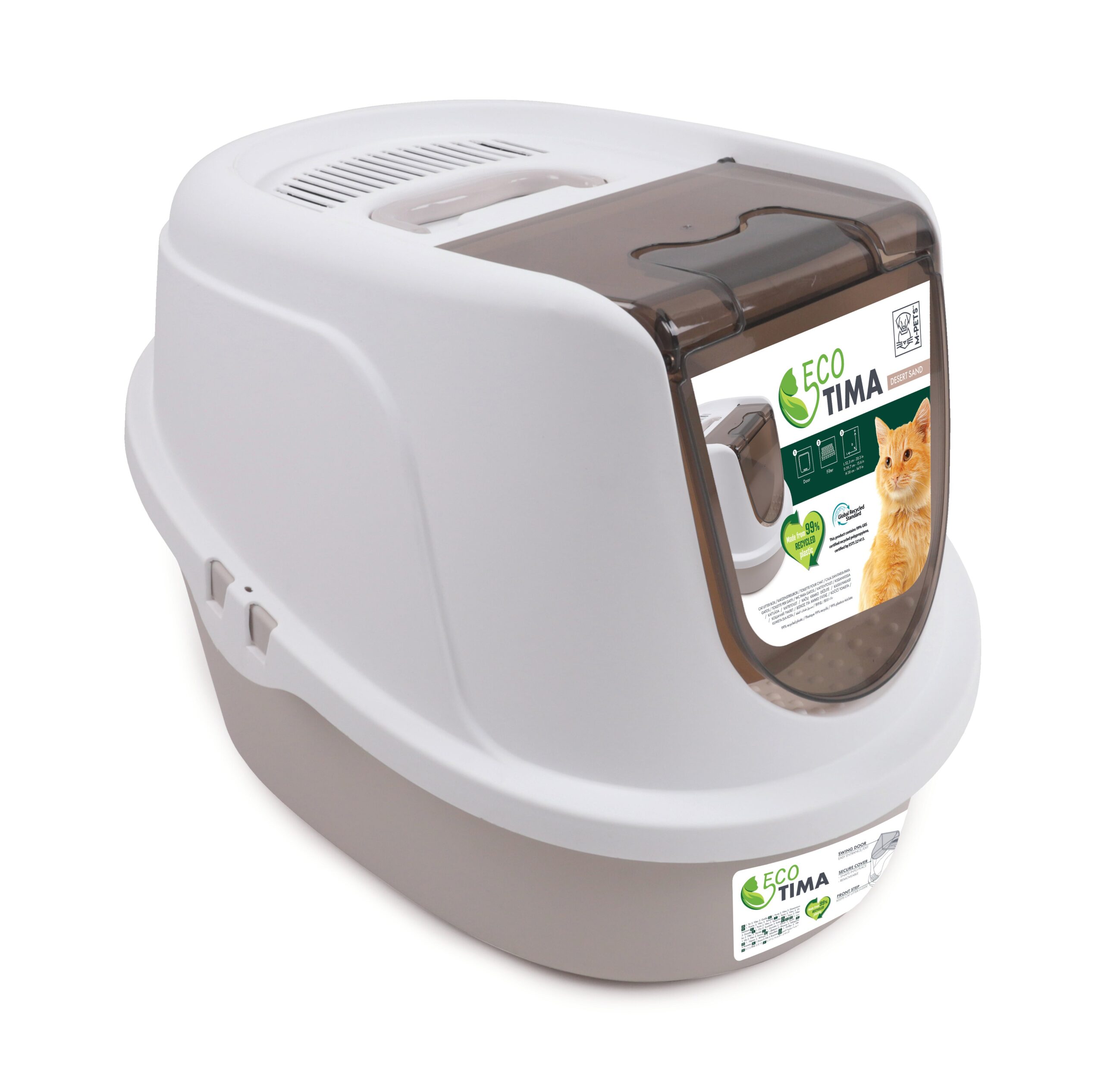 M Pets Eco Tima Desert Sand Box for Cats (Desert Sand & White) image 10