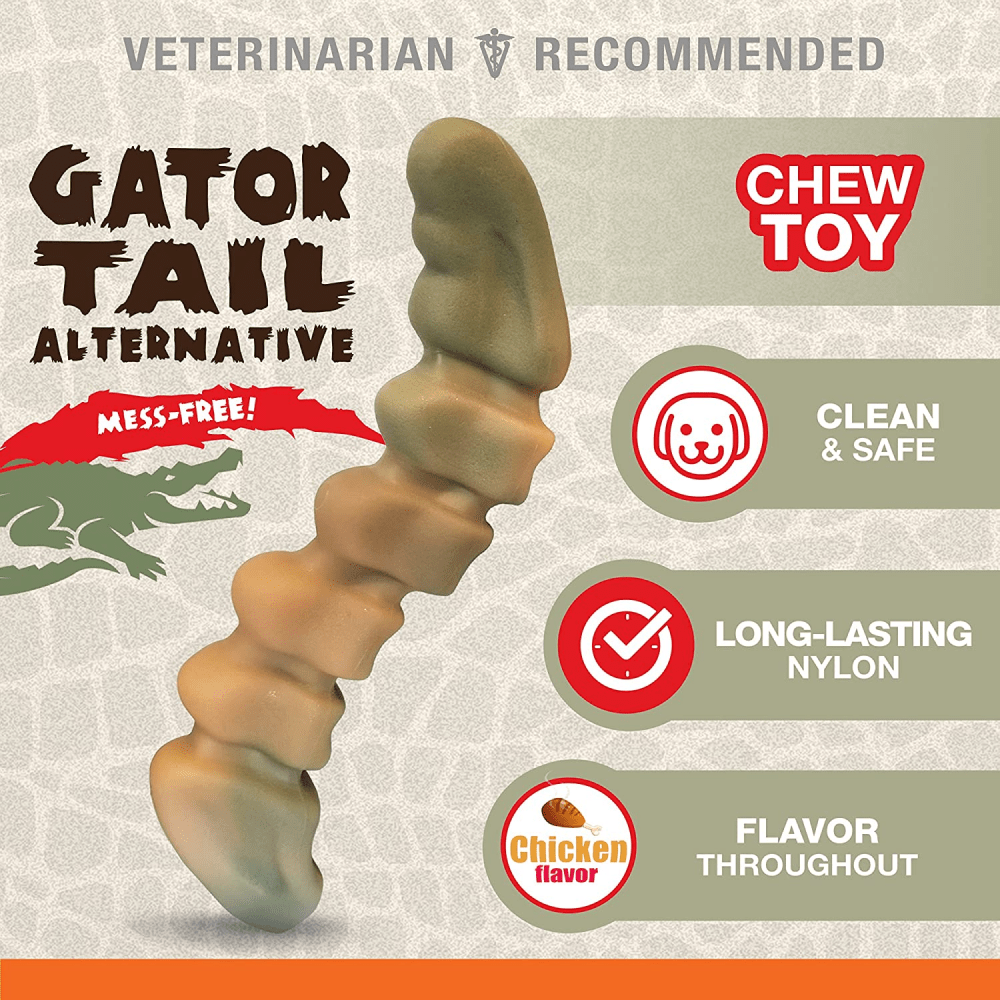 Nylabone Power Chew Gator Alternative Toy For Dogs (Green, Beige) image 4
