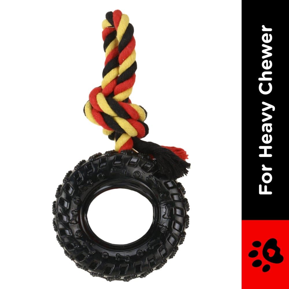 Basil Rubber Tyre with Cotton Rope for Dogs image 2