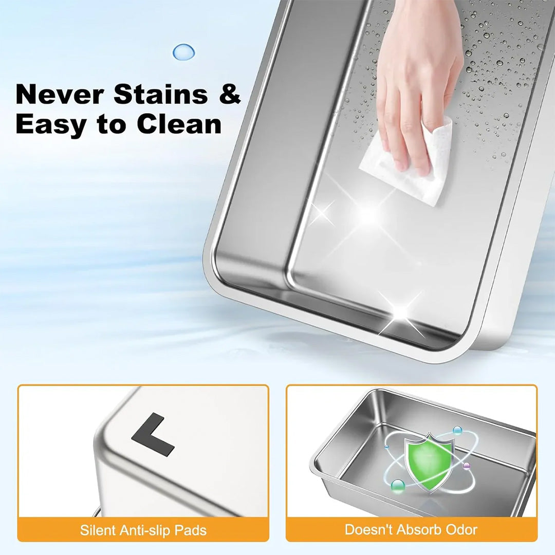 Smart Pet Covered Stainless Steel Litter Box for Cats (Black) image 3