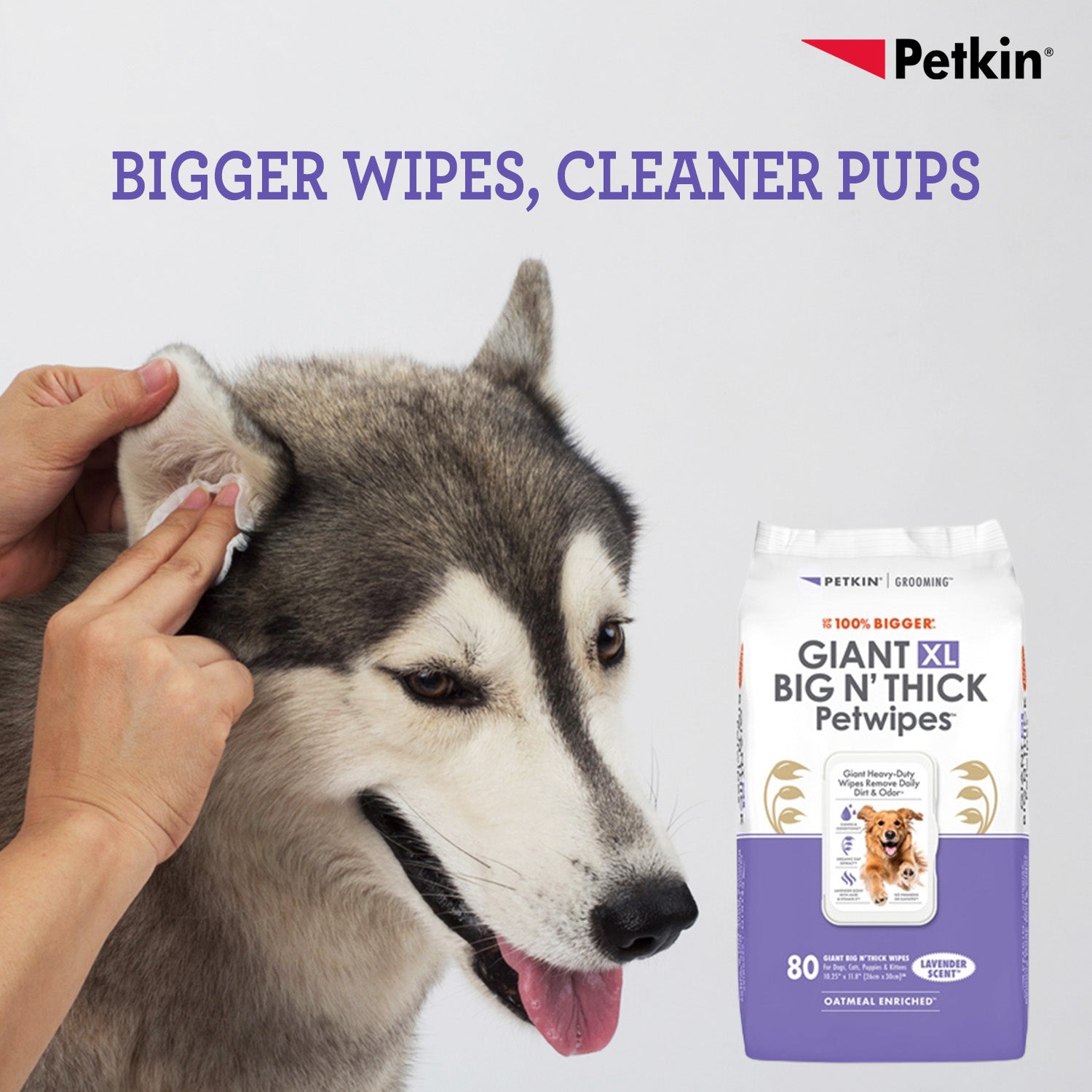 Petkin Gaint Big N' Thick  Lavender Scented Petwipes for Dogs and Cats image 5