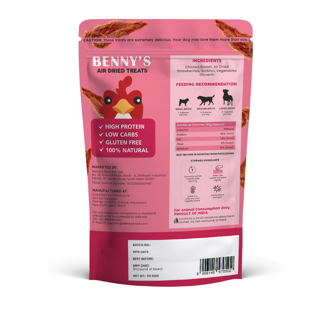 Bennys Bowl Chicken and Strawberry Jerky Dog Treats image 2