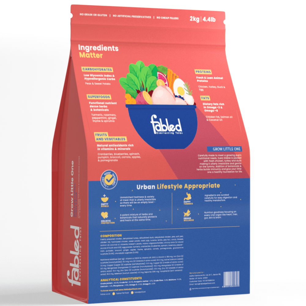 Fabled Grow Little One Fresh Chicken Turkey & Duck Small Medium Dog Dry Food image 6