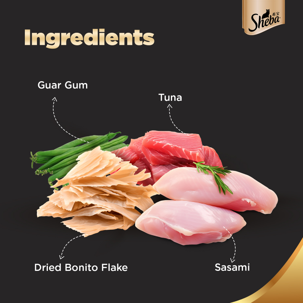 Sheba Fish with Sasami, Dry Bonito Flake and Maguro & Bream Fish Mix Premium Cat Wet Food Combo image 7