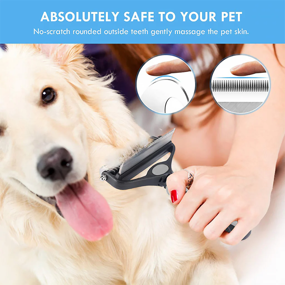 QPets 2 in 1 Deshedding and Dematting Tool for Dogs (Grey) image 6