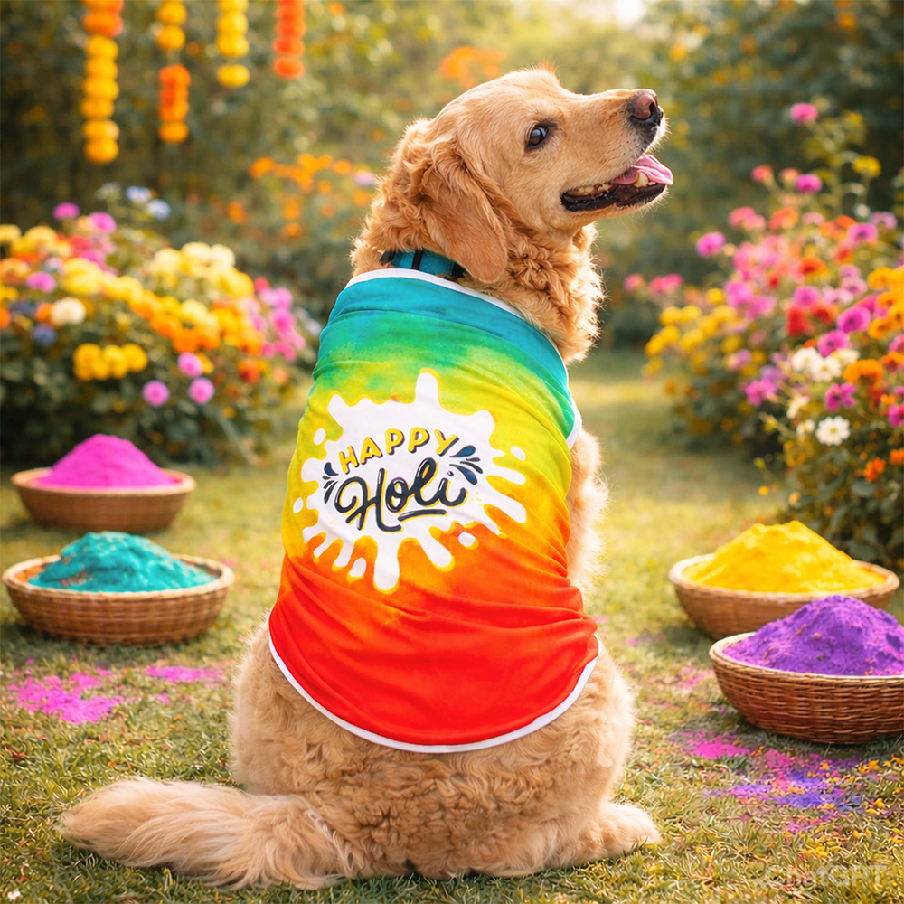 Pets Way Tie & Dye Holi T shirt for Dogs image 2